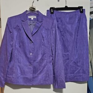 Kasper Lavender Blazer and Skirt Set Sz 8 Church Easter Wedding Fully Lined EUC